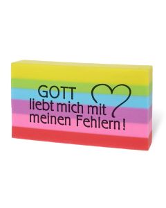 Radiergummi "Gott liebt mich mit meinen Fehlern"