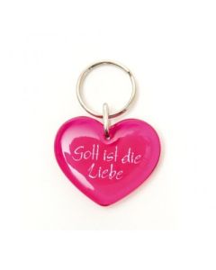 Schlüsselanhänger Herz "Gott ist Liebe" pink