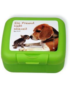 Frühstücksbox "Ein Freund liebt allezeit" - grün