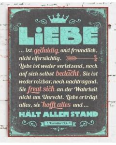 Metallschild groß - Liebe ist geduldig und freundlich,