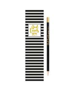 Bleistift mit Lesezeichen "God loves you"