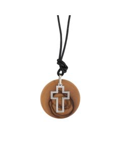 Halskette mit Anhänger Olivenholz "Kreuz"