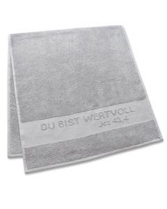 Dusch- und Badetuch "Du bist wertvoll" - grau