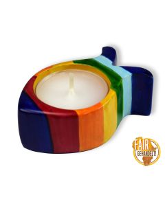 Teelichthalter Speckstein "Ichthys" Regenbogen