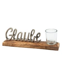 Dekowort Glaube - mit Teelichtglas
