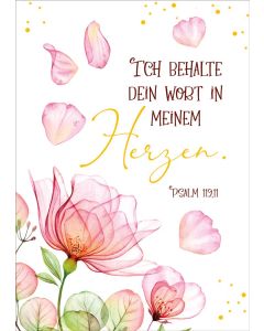 Postkarte 'Ich behalte dein Wort in meinem Herzen.' 10 Ex.