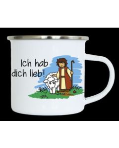 Emaille-Becher "Ich hab dich lieb!"