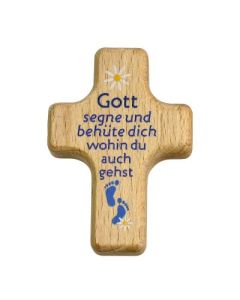 Handkreuz "Gott segne und behüte dich" - blau