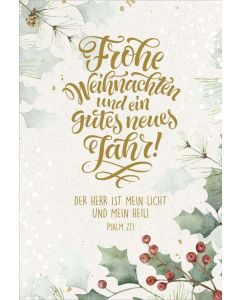 Postkartenserie "Frohe Weihnachten"/Ilex im Schnee 10 Stk.