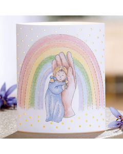974652 Papier LED-Deko-Leuchte - Kind in Hand mit Regenbogen | CB Buchshop