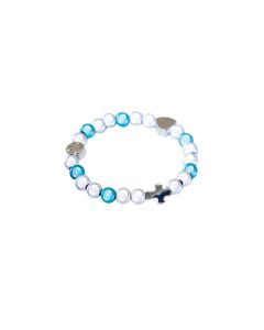 97525145-Kinder-Perlenarmband, türkis-weiß, schimmernd | CB Buchshop