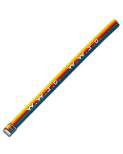 Armband 'WWJD' gewebt, regenbogenfarben