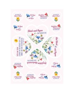 Aufkleber-Grußkarte 12 Ex.- Herzlichen Glückwunsch zum Geburtstag