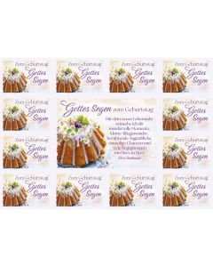 Aufkleber-Grußkarte 4 Ex.- Gottes Segen zum Geburtstag