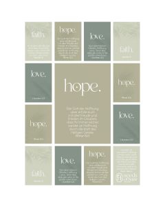 Aufkleber-Grußkarte 12 Ex.- faith. hope. love.