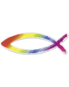Aufkleber 'Fisch' Rainbow, transparent