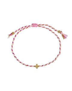 6496150-Geflochtenes Textil-Armband mit Kreuz | CB Buchshop