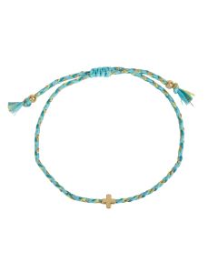 6496151-Geflochtenes Textil-Armband mit Kreuz | CB Buchshop