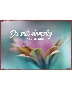 7183135 - Metallschild klein - Du bist einmalig (Blume) | cb-buchshop.de