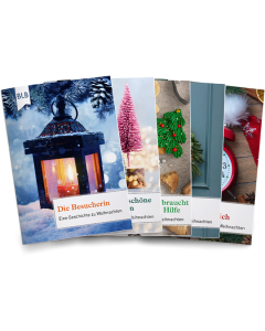 5 versch. neue Grußkarten mit Weihnachtsgeschichte, Bibelvers und Hülle (BLB) 
